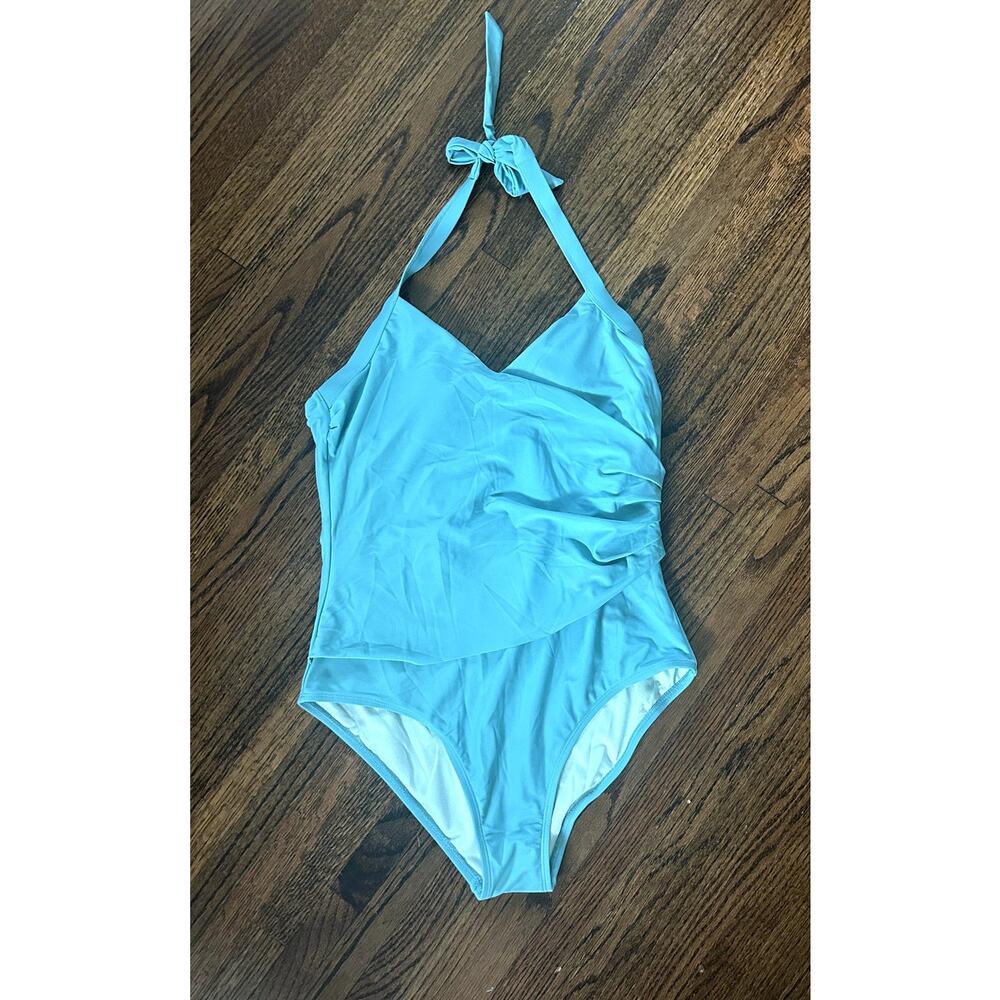 Cupshe Women's One Piece Halter Wrap Ruched Tummy Control Swimsuit - M